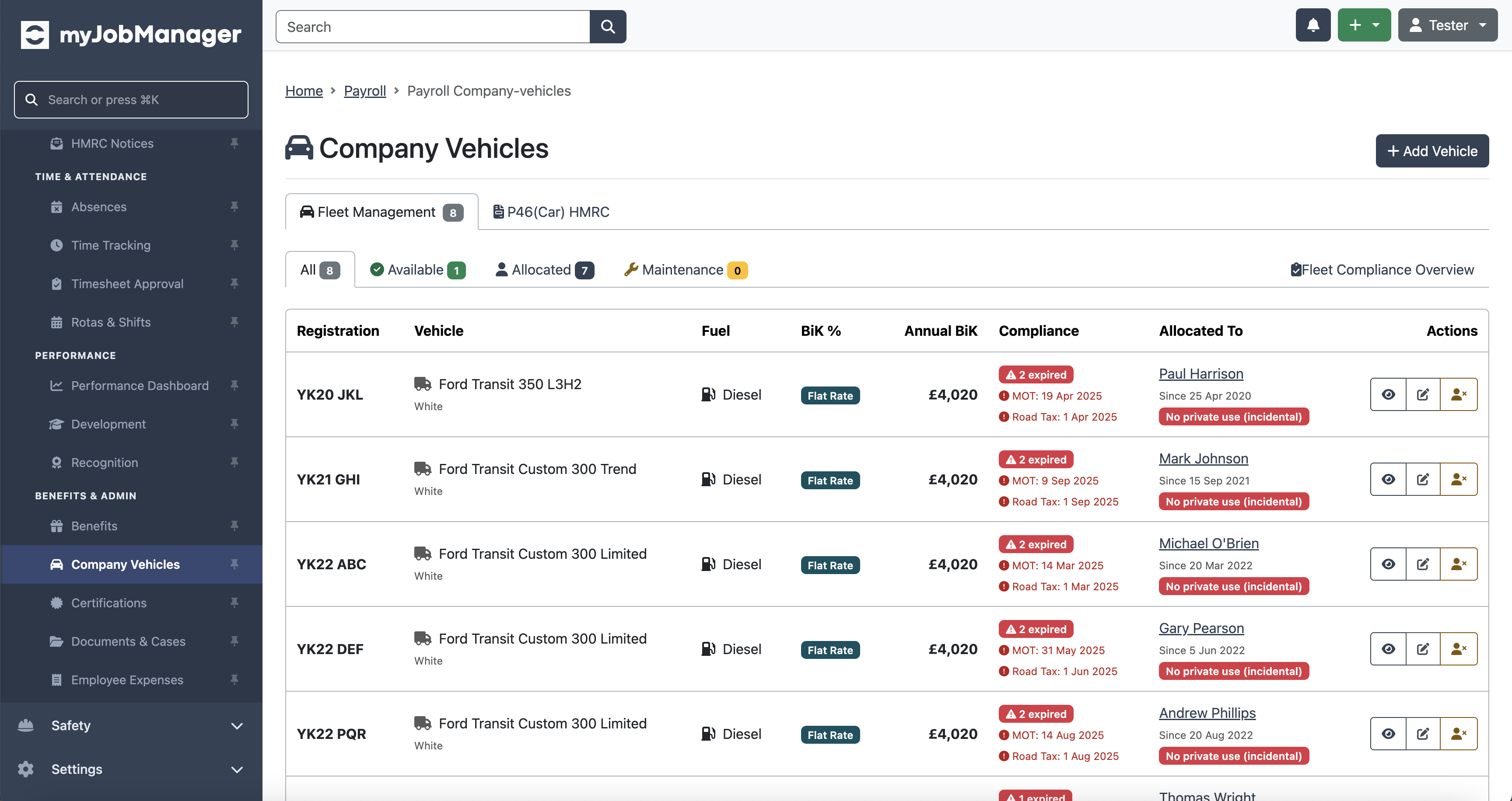 Fleet and vehicle management