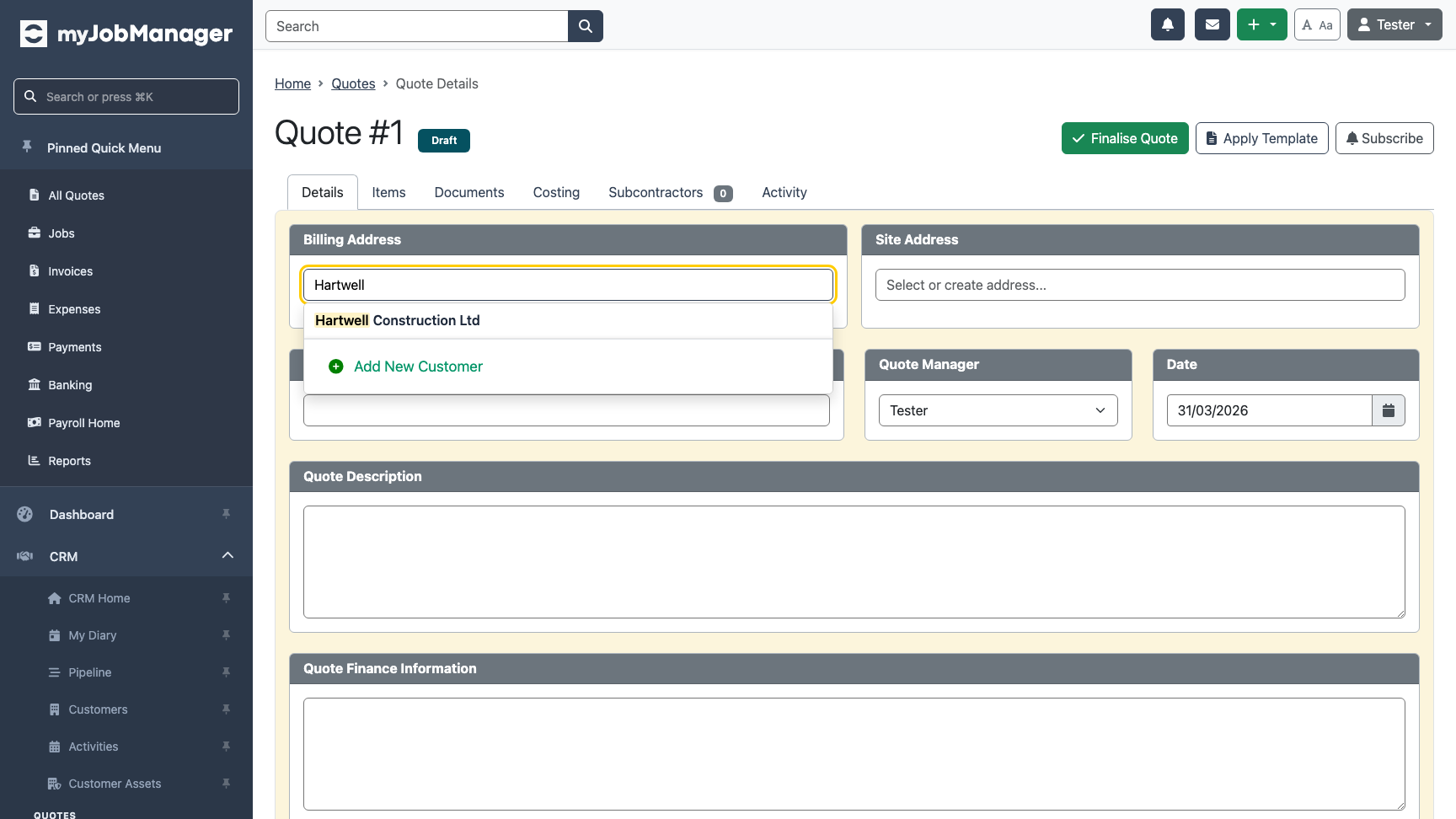 Customer search and assignment