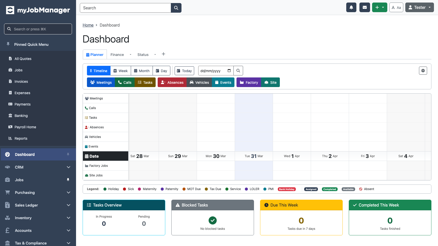 Planner view control buttons