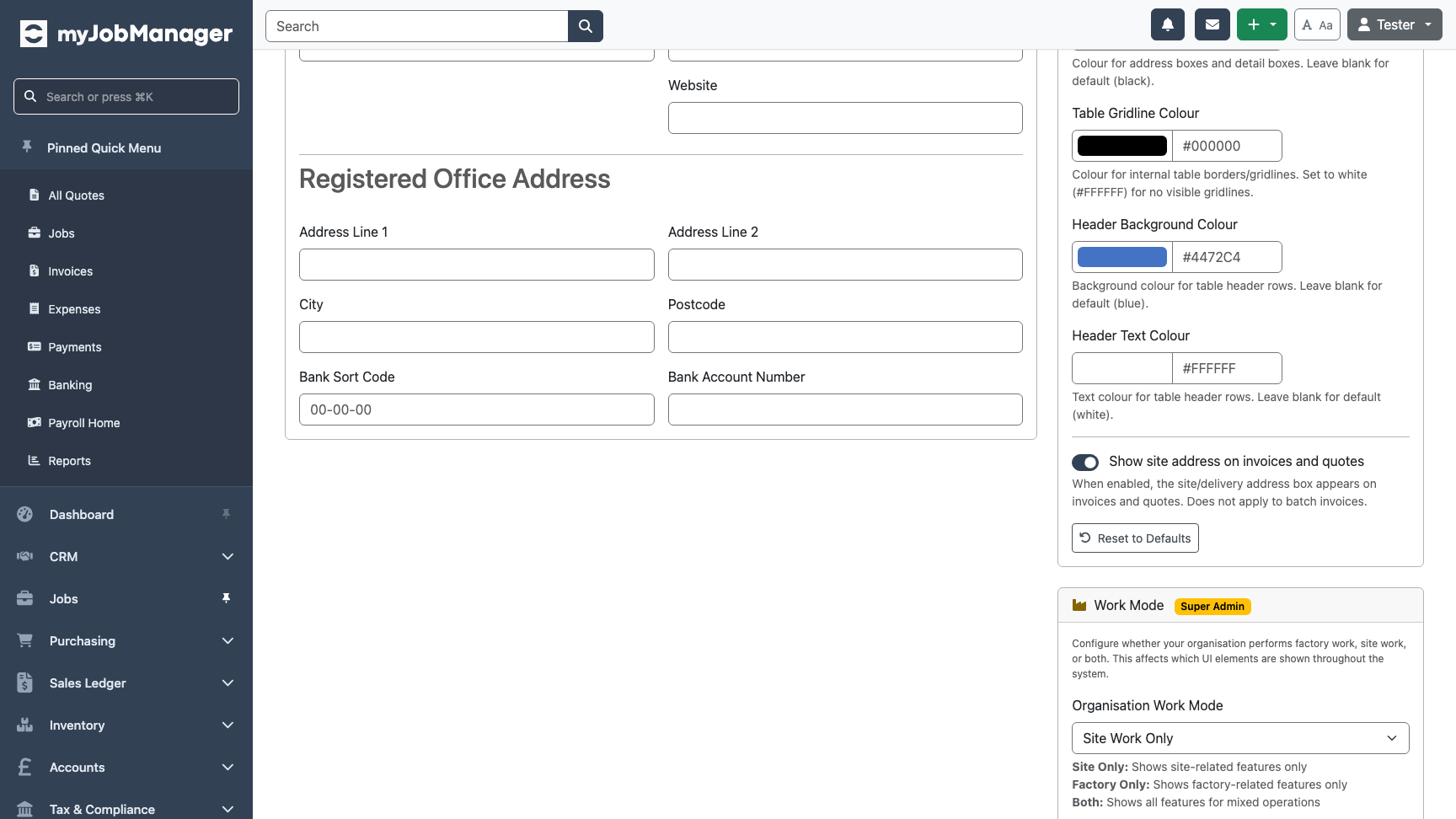 Bank details form