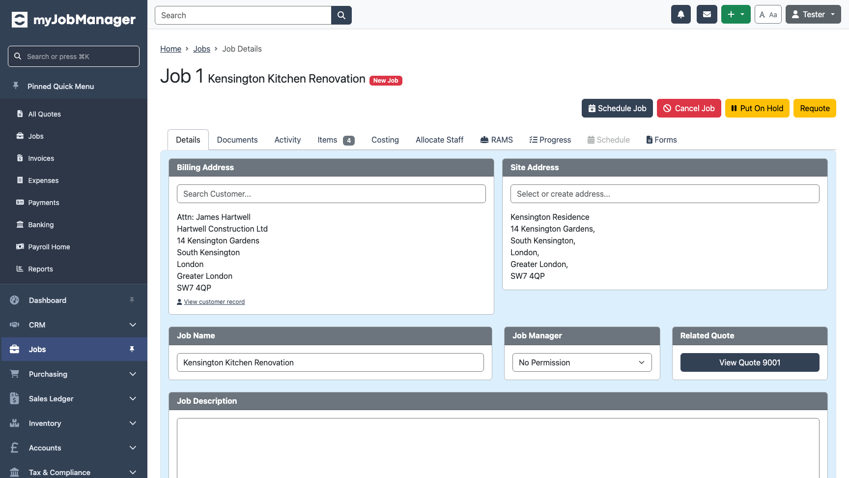 Job details page